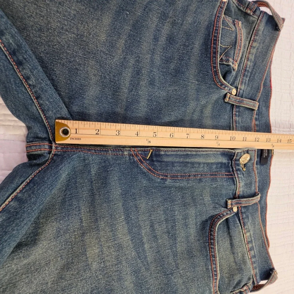 True Religion Rocco Relaxed Skinny Jeans Mens 36x32 Blue Dark Wash Stretch Demin